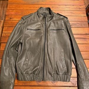 Olive Green Leather Jacket Men’s by William Rast